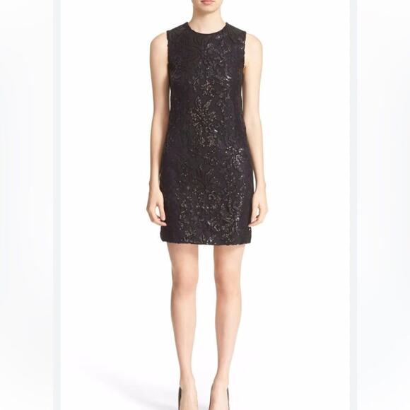 Diane Von Furstenberg Black Kaleb Sequin Shift Dress Size 4 - Picture 1 of 8